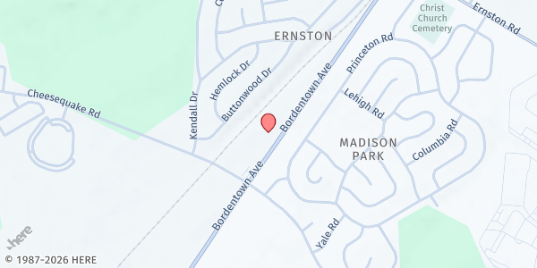 Map showing Messiah Lutheran Church Food Pantry at 3091 Bordentown Avenue, Parlin, NJ