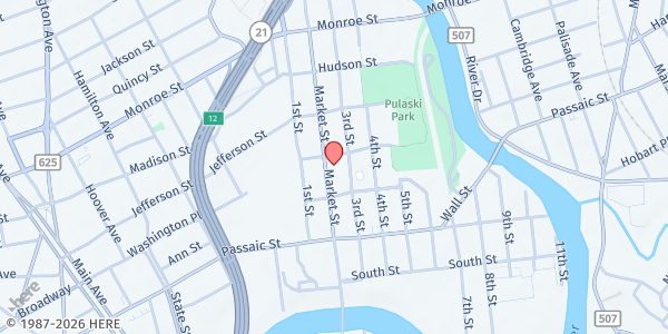 Map showing Christian Pentecostal Church at 86 Market Street, Passaic, NJ