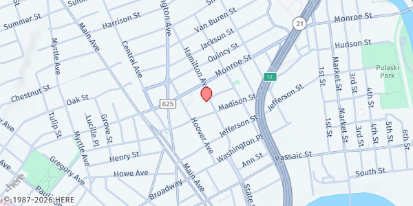 Map showing Heaven's Gate Christian Fellowship at 85 Hamilton Avenue, Passaic, NJ