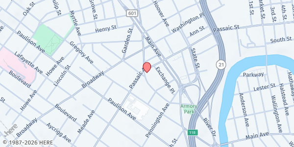 Map showing Passaic County Board of Social Services - Satellite Office at 114 Prospect Street, Passaic, NJ