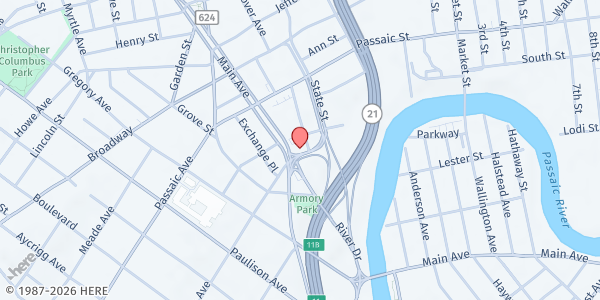 Map showing The Salvation Army of Passaic Food Pantry at 550 Main Ave, Passaic, NJ