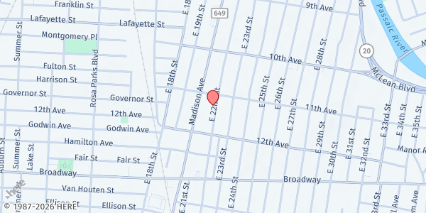 Map showing Canaan Economic Comm. Dev. at 552 E. 22nd Street, Paterson, NJ