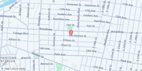 Map showing Christian Fellowship Center at 359 Van Houten Street, Paterson, NJ