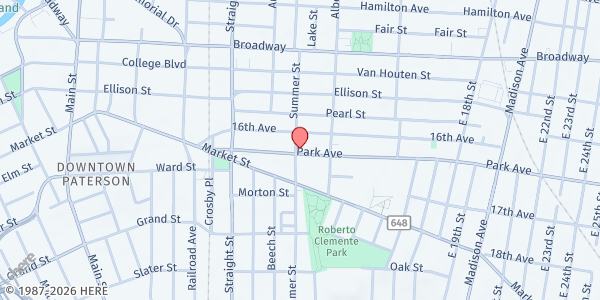 Map showing Grandparent Relatives Care at 77 Park Ave. Unit 2, Paterson, NJ