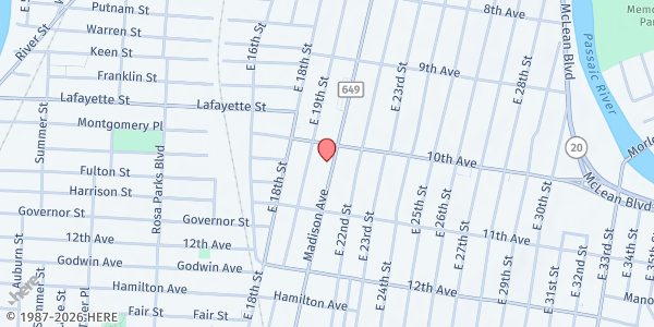 Map showing Madison Ave Crossroads Community at 498 Madison Avenue, Paterson, NJ