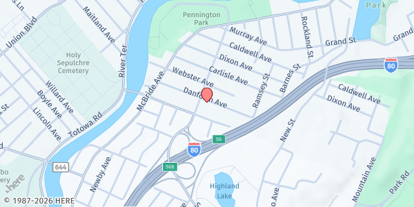 Map showing Paterson Arts and Science Charter School at 88 Danforth Avenue, Paterson, NJ