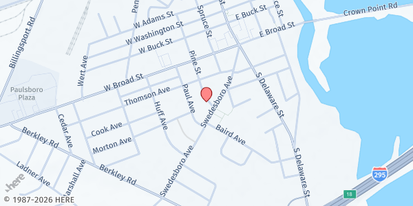 Map showing Paulsboro Gibbstown Area Ministerial Association Inc. at 1534 Pine Street, Paulsboro, NJ