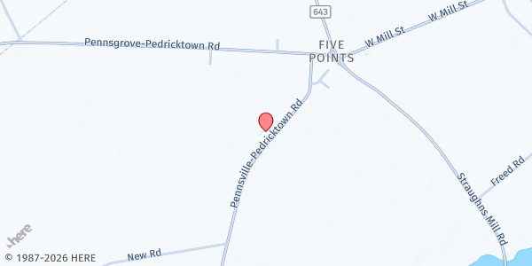 Map showing Second Baptist Church Outreach at 26 Pennsville Pedricktown Road, Pedricktown, NJ