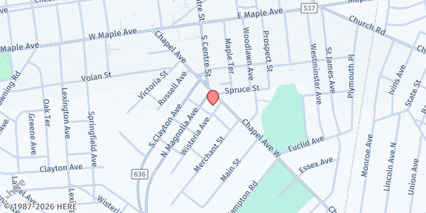 Map showing Gates of Praise Church of God at 6345 Wisteria Avenue, Pennsauken, NJ