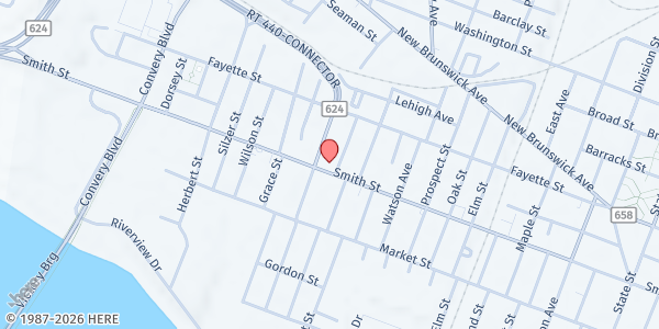 Map showing Raritan Bay Area Ymca at 392 Smith Street, Perth Amboy, NJ
