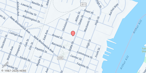 Map showing Salvation Army Perth Amboy at 433 State St., Perth Amboy, NJ