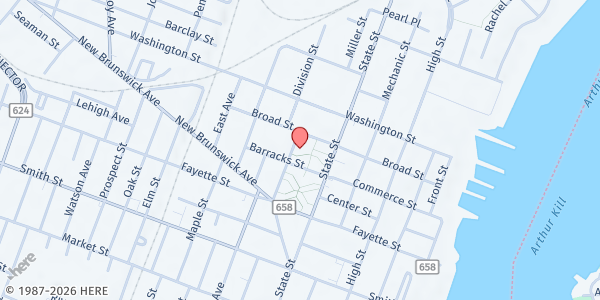 Map showing St. John Church Hall at 404 Division Street, Perth Amboy, NJ