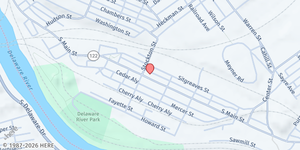 Map showing River of Life Presbyterian - Food Pantry at 445 South Main Street, Phillipsburg, NJ