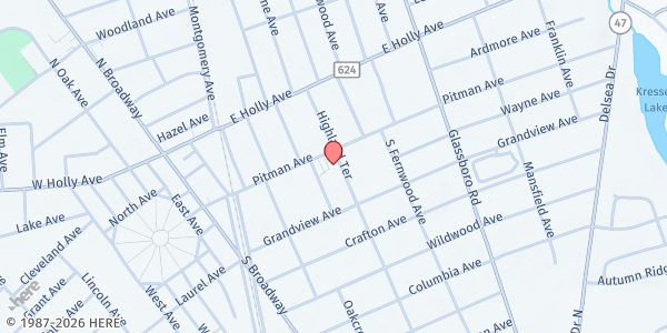 Map showing Mary Mother of Mercy Parish – Our Lady Queen of Peace Church at 161 Pitman Avenue, Pitman, NJ