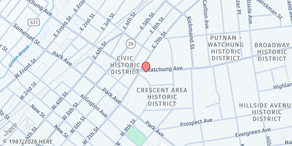 Map showing Beacon First Unitarian Society of Plainfield at 718 Watchung Ave, Plainfield, NJ
