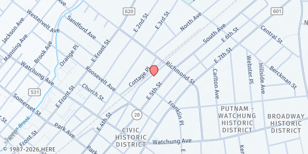 Map showing Church of the Living God at 434 E. 4th St., Plainfield, NJ