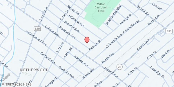 Map showing College Achieve Charter School (Emerson Campus) at 365 Emerson Avenue, Plainfield, NJ