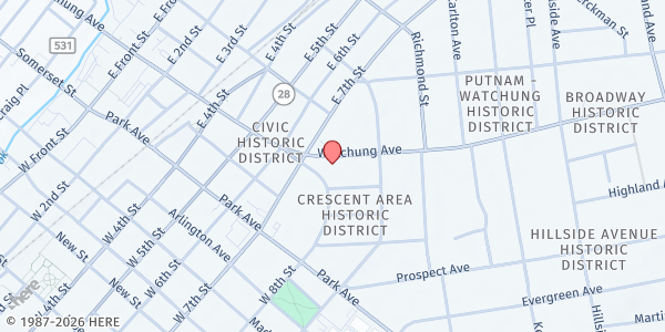 Map showing Crescent Avenue Presbyterian Church at 716 Watchung Avenue, Plainfield, NJ