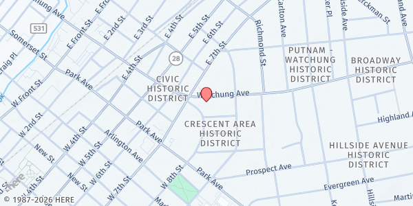 Map showing Crescent Avenue Presbyterian Church - Valarie's Soup Kitchen at 716 Watchung Avenue, Plainfield, NJ