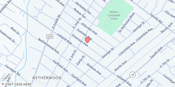 Map showing Emerson Community School at 305 Emerson Avenue, Plainfield, NJ