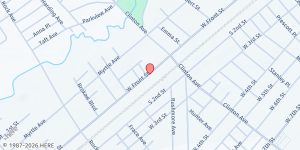 Map showing Freedom Church at 1355 W. Front Street, Plainfield, NJ