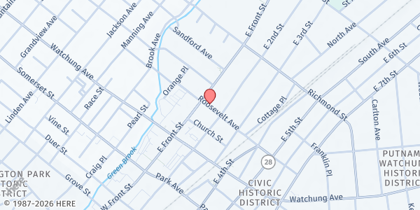 Map showing Holy Ground Outreach Ministry at 111 Roosevelt Avenue, Plainfield, NJ