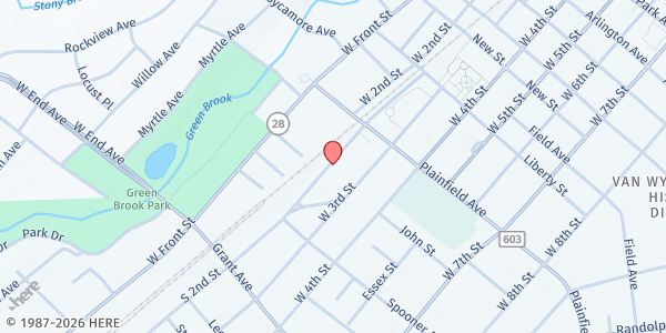Map showing House of Prayer Church of God in Christ at 641 South 2nd Street, Plainfield, NJ