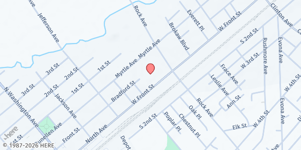 Map showing Jefferson Elementary at 1750 West Front Street, Plainfield, NJ