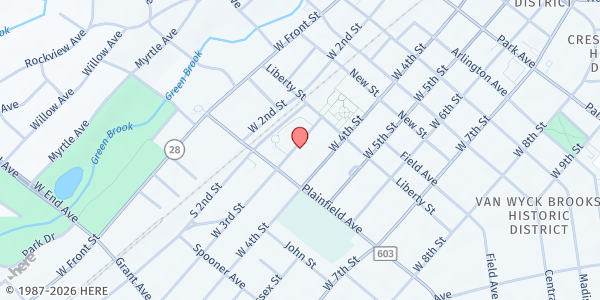 Map showing Joane Hollis Garden at 543 West 3rd Street, Plainfield, NJ