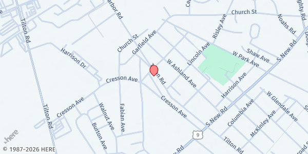 Map showing Faith Baptist Church at 829 Tilton Road, Pleasantville, NJ