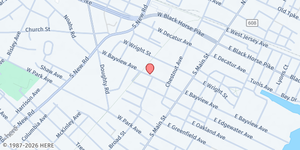 Map showing St. Mary's Episcopal Church at 118 W. BAYVIEW AVENUE, Pleasantville, NJ