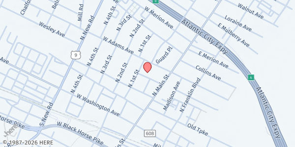 Map showing Way Corp at 22 Lake Pl., Pleasantville, NJ