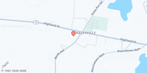 Map showing Living Waters Fellowship Church of God at 1151 North Avenue, Port Norris, NJ