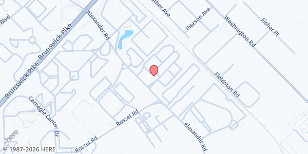 Map showing Jewish Family & Children's Service Mobile Food Pantry at 707 Alexander Rd., Princeton, NJ