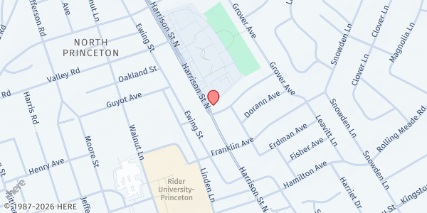 Map showing Mr. Rogers Neighbors Kindness Project at 237 North Harrison St., Princeton, NJ