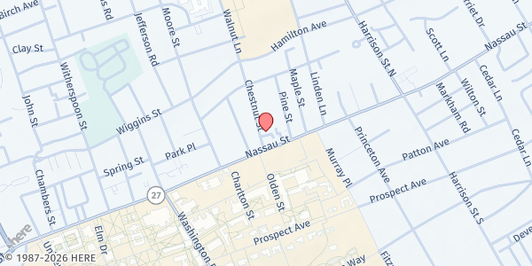 Map showing Princeton Café for Older Adults at 13 Chestnut St., Princeton, NJ