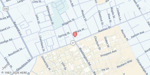 Map showing Princeton United Methodist Church at 7 Vandeventer Avenue, Princeton, NJ