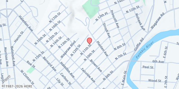 Map showing New Hope Comm Ministries at 331 North 11th Street, Prospect Park, NJ