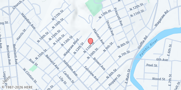 Map showing New Hope Community Food Pantry at 331 North 11th Street, Prospect Park, NJ