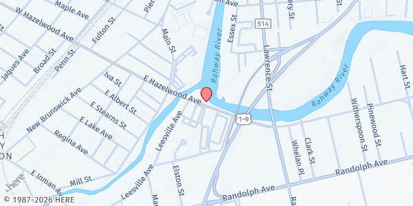 Map showing Agape Family Worship Center at 501 E. Hazelwood Ave., Rahway, NJ