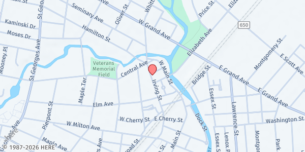 Map showing Rahway Dance Theater Camp at 1575 Irving Street, Rahway, NJ