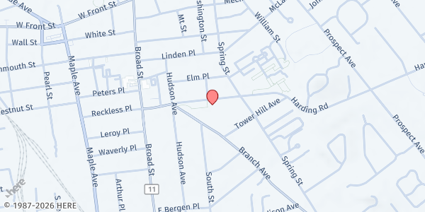 Map showing Red Bank Middle School at 101 Harding Road, Red Bank, NJ