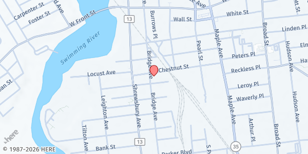 Map showing St. Anthony's Parish Center at 121 Bridge Avenue, Red Bank, NJ