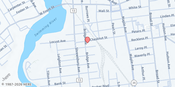 Map showing St. Crispin's Food Pantry @ St. Anthony's at 121 Bridge Avenue, Red Bank, NJ