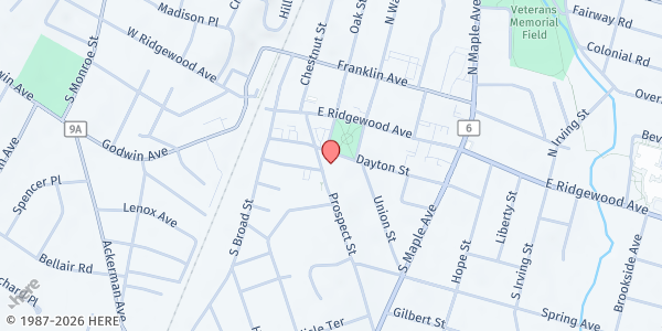 Map showing A Joyful Noise Worship at 100 Dayton Street, Ridgewood, NJ