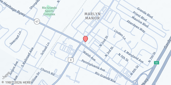 Map showing Cape May County Social Services - Rio Grande at 3801 Route 9 South, Rio Grande, NJ