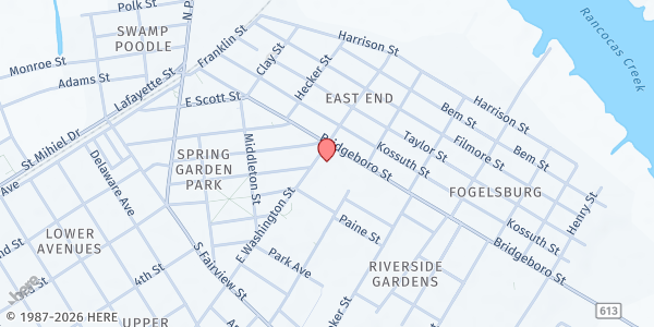 Map showing First Moravian Church - Fishes and Loaves Food Pantry at 228 East Washington Street, Riverside, NJ