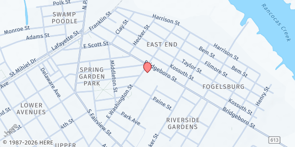 Map showing First Moravian Church - Fishes & Loaves Food Pantry at 228 East Washington Street, Riverside, NJ