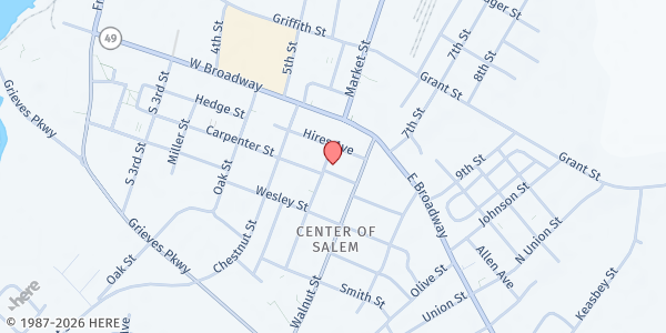 Map showing St. John's Pentecostal Outreach Church at 14 New Market Street, Salem, NJ