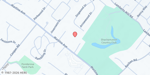 Map showing Church of Immaculate Heart at 1571 Martine Avenue, Scotch Plains, NJ